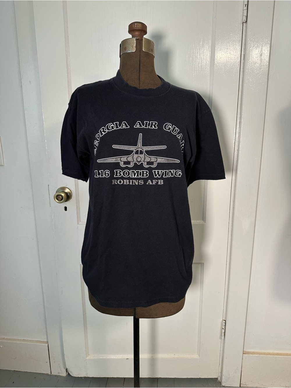 Vintage F-16 Soffe Navy Short Sleeve Georgia Air Guard 116 Bomb Wing Graphic Tee